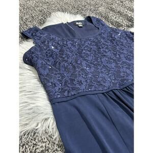 SLNY WOMEN'S LONG SEQUIN SLEEVELESS DRESS 9119429 NAVY BLUE 14‎